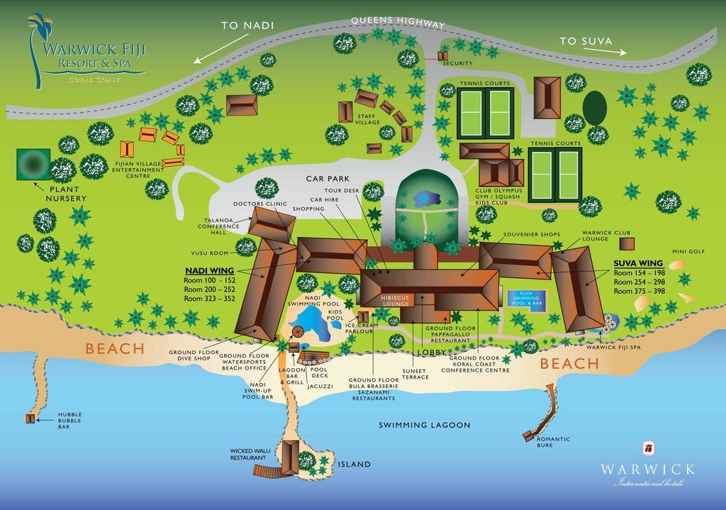 더 워릭 피지 코로레부 외부 사진 Map of the resort